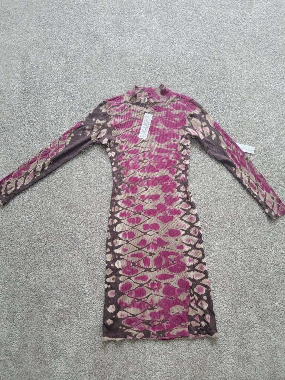 Young Fabulous & Broke Dax Midi Dress Fuchsia Pink Tie Dye Knit S NWT